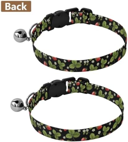 Red Strawberries Green Leaf Easy to Wear Cats Collar 2 Pack Collars for Cats