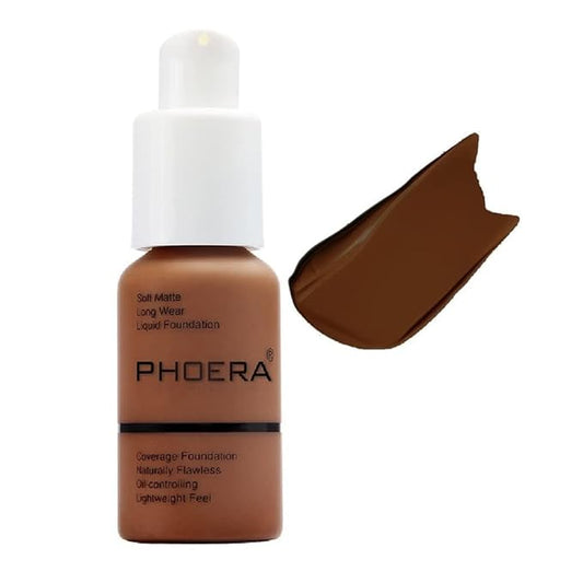 PHOERA Foundation, Flawless Soft Matte Liquid Foundation Makeup for Women.(109# Mocha)