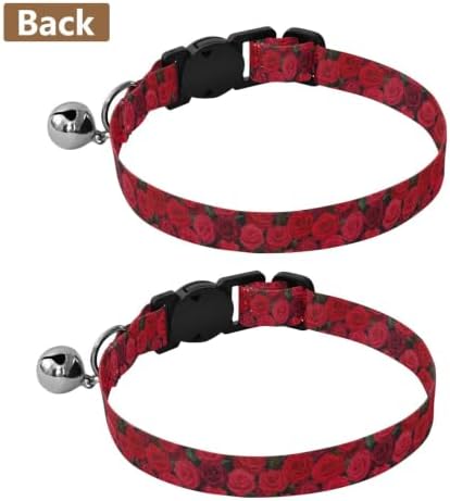 Red Rose Floral Easy to Wear Cat Collar 2 Pack Lightweight Pet Collar for Cats and Dogs