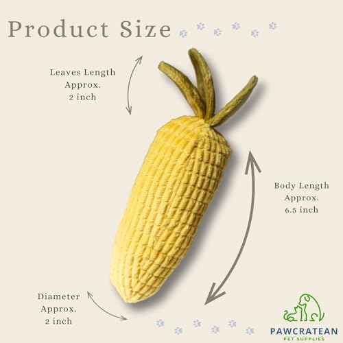 7" Squeaky Plush Toy for Puppies Small Dogs Self Etertainment Washable Soft Made [PET ONLY] (Corn)