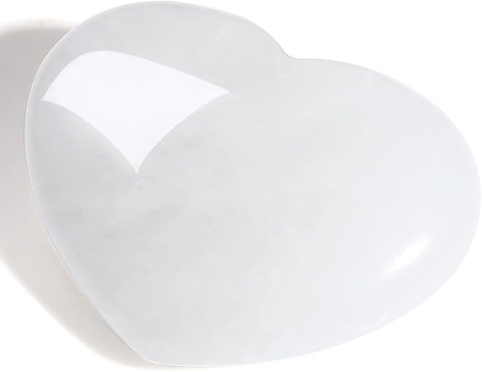 MAIBAOTA 45 mm Clear Quartz Crystal Stones Heart Love Crystal Valentines Gifts for Herfriend Wife Palm Stone Reiki Crystal Gemstone Worry Stones for Anxiety