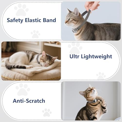 AirTag Cat Collar, Elastic Tracker Collar with Airtag Holder and Bell | Compatible with Apple Air Tag, Lightweight & Scratch Resistant, Adjustable Stepless GPS Pet Collar for Cats Kittens, Brown
