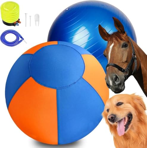 TVM 18" Herding Ball for Dogs Large Interactive Dog Play Ball for Herding Breeds to Push Chase & Roll (Orange+Blue)