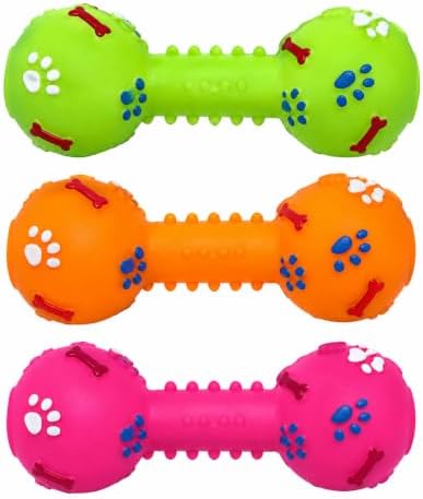 Squeaky Chew Toy for Dogs, 3 Pack, Durable Rubber Dog Toys, Dental Chew Toys, Interactive Squeaky Toy, Safe & Non-Toxic, Small to Medium Dogs
