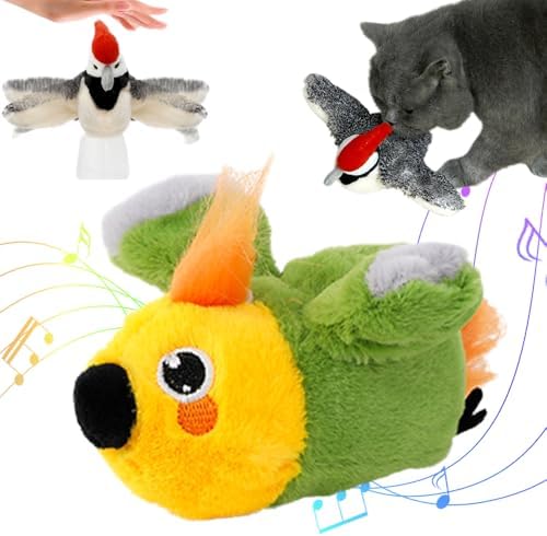 Flying Bat Toy for Dogs & Cats Flapping Wings Interactive Pet Toy (Parrot)