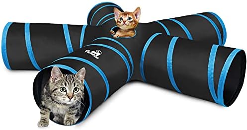 Pawaboo Cat Tunnel Tube 5 Way Tunnels, Blue, 25x53cm
