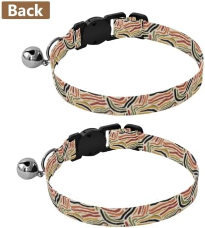 2 Pack Pet Collar Lines Stripes Kitten Bell Collar, Adjustable 10.6 to 17.1 Inches
