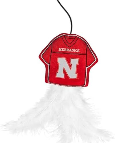 Pets First NCAA Nebraska Huskers Team Jersey Wand with CAT NIP, Cat Toy Jersey Shaped Plush Teaser Toy for Cats & Kittens - Interactive Pet Toy for Play & Exercise