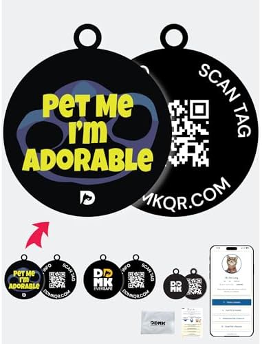 DDMK Smart Pet Tag Set | Includes 3 Tags | QR Code for Instant Alerts | Custom Pet Profiles | Durable & Waterproof | No Subscriptions or Fees |41-PET ME I'm Adorable
