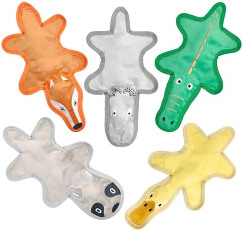 No Stuffing Dog Toys, Tough Durable Plush Chew Toy for Boredom and Teething, Squeaky Dog Toys for Small Medium Large Dogs to Keep Them Busy (5 Pack)