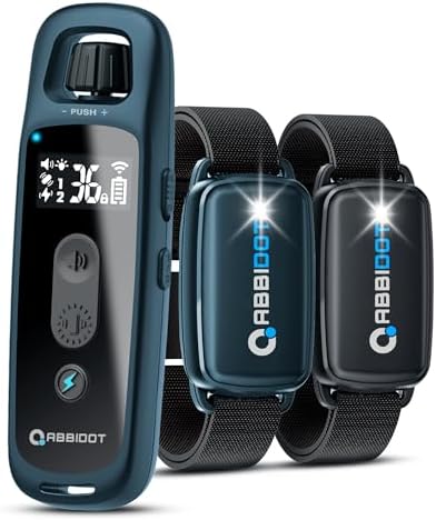 ABBIDOT Shock Collar for 2 Dogs -3300Ft 4 Training Modes Dog Training Collar with IPX7 Waterproof, Nihgt Light, Safety Lock, Rechargeable E-Collar for Small Medium Dogs (15-120 lbs)，Navy Blue Black