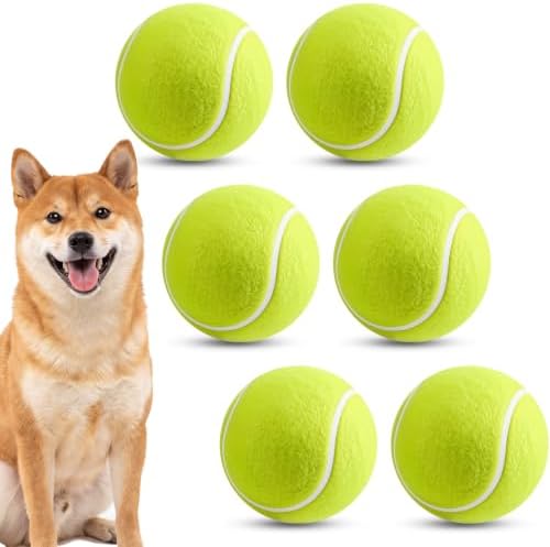 Sratte 6 Pcs Large Tennis Ball Dogs, Fluorescent Green, 4 Inch