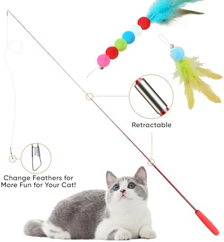 Cat Toys for Indoor Cats, 13 Packs Interactive Cat Wand Toy Set