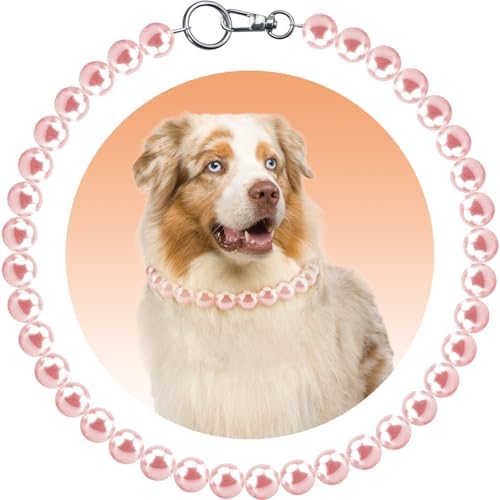 Chunky Pearl Dog Necklace (Beads 20mm),Elegant Classic Super Big Pearl Collar Necklace Accessories for Medium Large Dogs Occasions and Gatherings (Pink, M(Neck Girth15.7''-17.5''))