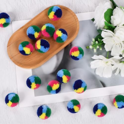 30Pcs Pom Pom Balls for Cats, Small Silent Kitten Toy Balls