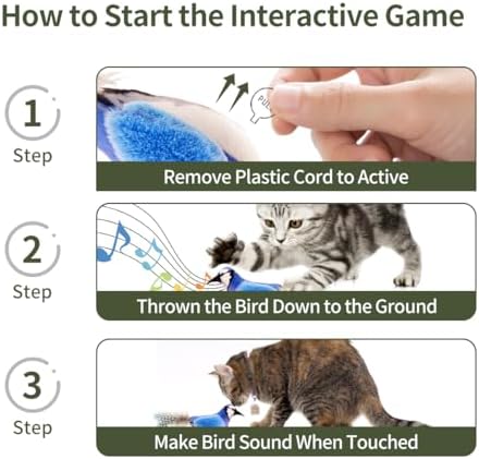 Interactive Chirping Cat Toys with Catnip and Feather,3.5'',2Pcs