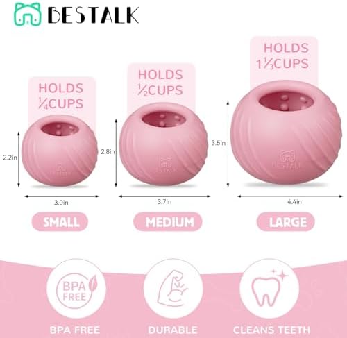 Long-Lasting Dog Lick Toy, Wobbly Dog Enrichment Lick Bowl to Keep Dogs Busy, Interactive Stuffable Dog Treat Feeder for Boredom, Silicone Treat Dispensing Chew Toy(Pink,M)