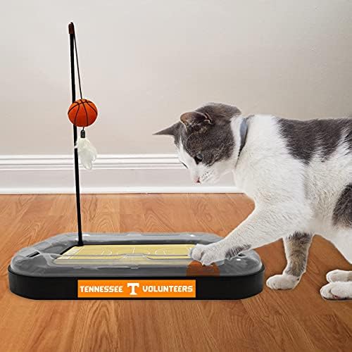 NCAA TENNESSEE Volunteers Basketball Court Felt Cat Scratcher Toy - 6-in-1 Interactive Cat Ball Bell Wand & Plush Basketball