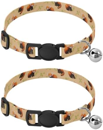 Cute Animals Tan Dog Bell Collar 2 Pack Kitten Collar Adjustable Length 10.6" to 17.1"