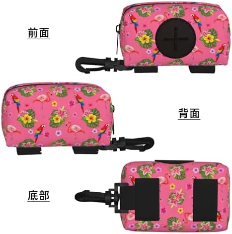 Flamingos Flower Parrot Palm Pink Summer Holiday Dog Poop Bag Dispenser with Used Waste Bag Holder Carrier fits Any Dog Leash