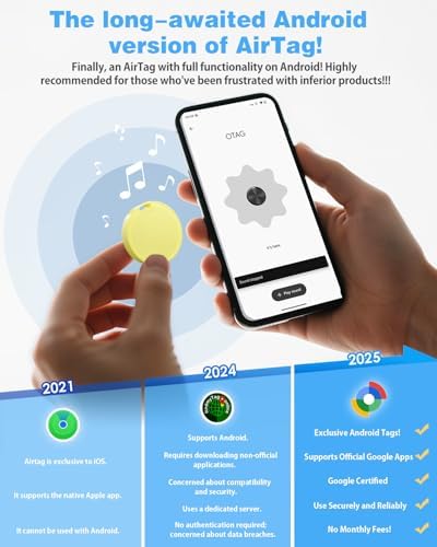 Air Tags for Android,Air Tags-4 Pack Android,Air Tracker Tags with 4 Case,2 Year Battery Life,Google Find Trackers for Google'S Find Hub App,IP65 Waterproof Luggage Tracker for Key,4 Colour