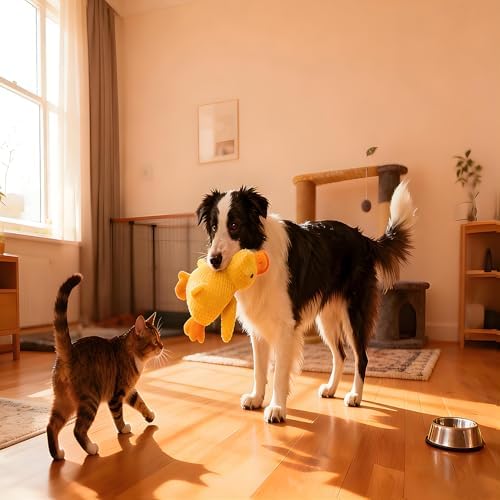 Calming Yellow Duck Dog Toys Squeaky Plush Duck Pillow Toy Relief for Pets