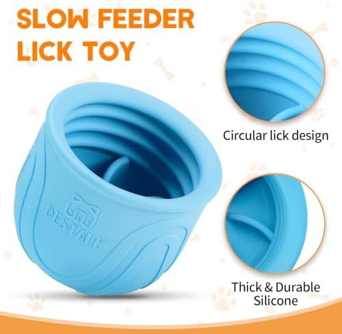 Interactive Dog Toy, 2-in-1 Long-Lasting Treat Dispenser Dog Puzzle Feeder Toys, Stuffable Enrichment Freeze Lick Bowl for Boredom, Reduces Anxiety Silicone Fetch Catch Chew Toy