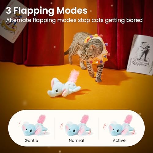 Potaroma Cat Toys Flapping Elephant, Touch Activated Interactive Kicker