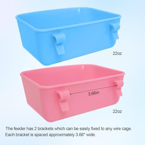 6 Pack Feeder (Blue, Pink), Hanging Feeder,Food and Water Container, Bath Water Bowl Universal for Birds Hamsters Mice Rats Rabbit Guinea Pig Small Pets (S) (M)