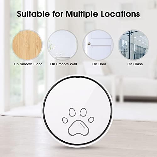 Comsmart Smart Wireless Dog Door Bell, Doggie Doorbell for Pet Potty Training Communication Go Outside Press Button with 38 Melodies 4 Volume Levels LED Flash (1 Receiver & 2 Transmitter), White
