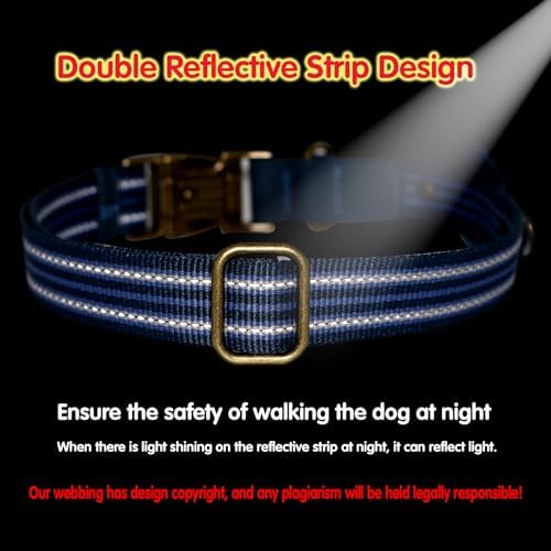 Airtag Dog Collar, Reflective Collar w Airtag Holder for Medium Dogs(Blue)