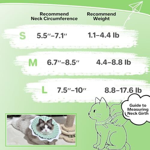 2 Pieces Soft Cat Cone Collar– Adjustable Lightweight Recovery E-Collar to Stop Licking, Scratching & Biting After Surgery, Comfortable Wound Healing Cone Alternative (Green, S)