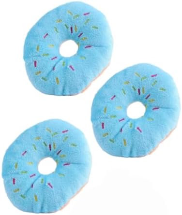 3 PCS Blue Donut Shape Pet Toy,Lovely Donut Shaped Squeaky Squeaking Sound Toy for Pet Chew Toy Squeaky Dog Toy Blueberry Chew Guard Technology Dog Squeak Toys