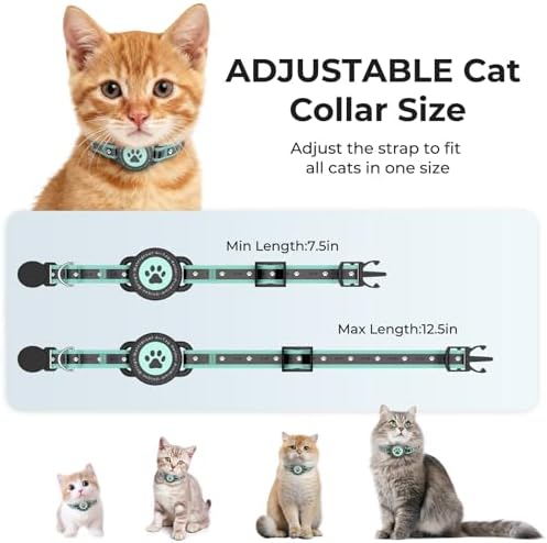 Cat GPS Tracking Collar (iOS & Android), Bluetooth GPS Dog Tracker Green 1P | Pet Activity Monitor No Monthly Fee, Adjustable‑Lightweight Design, Works with Apple Find My and Google Find Hub