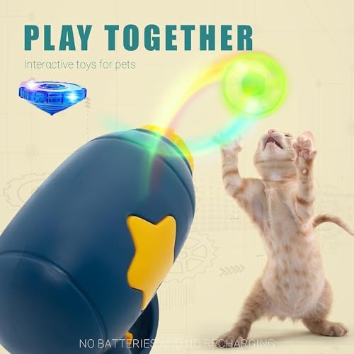 Cat Toy Launcher with Propellers, Flying Disc Fetch for Indoor/Outdoor Cats