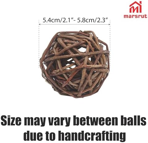 6pcs Willow Balls for Guinea Pig/Rabbits/Bunny, Chew Toys, 2.1-2.3" Natural Branch Wicker Enrichment Treat for Busy Activity & Dental Health, for Chinchillas, Hamsters, Gerbils, Mice, Small Animal Pet