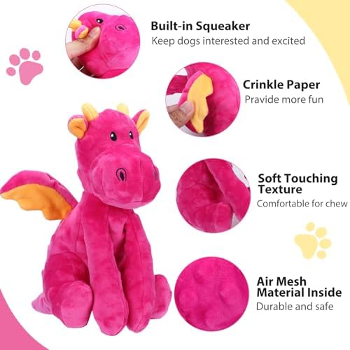 Letsmeet Dog Toys for Large Plush Dog Chew Toy with Squeaker and Crinkle Paper, Interactive Puppy Toys to Reduce Boredom and Anxiety, Tough Tug of War Pet Toys for Small, Medium and Large Dogs