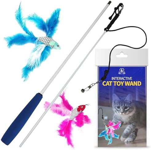 PET FIT for Life 2 Fish Feather Wand CAT Toy