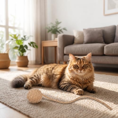 3PCS Cat Rope Ball, Cat Toy Ball with Sisal Rope Wrapping (1.6 Inch)