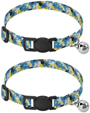 Abstract Grunge Lightweight Pet Collar for Cats and Dogs, 2 Pack Decorative Pet Collar with Bell