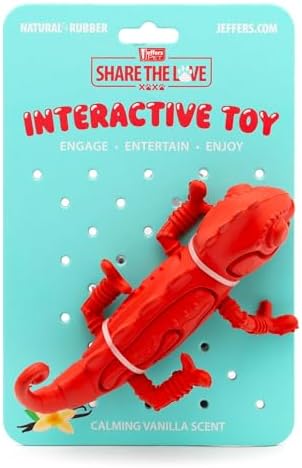 Jeffers Pet Natural Rubber Dog Chew Toy – Red Chameleon, Medium – Vanilla Scent, Durable, Non-Toxic, Dishwasher Safe, Interactive Fetch & Tug Toy - Perfect for Training Medium Chewers
