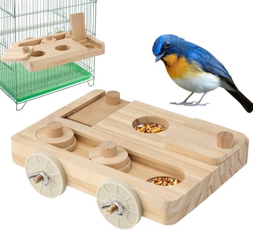 Wooden Bird Foraging Puzzle Feeder for Small Parrots, 7.2 x 5.4 Inch