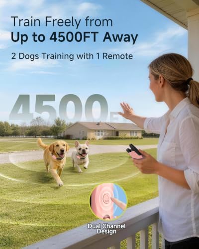 Dog Shock Collar - 4500FT Dog Training Collar with Remote, Blush Pink