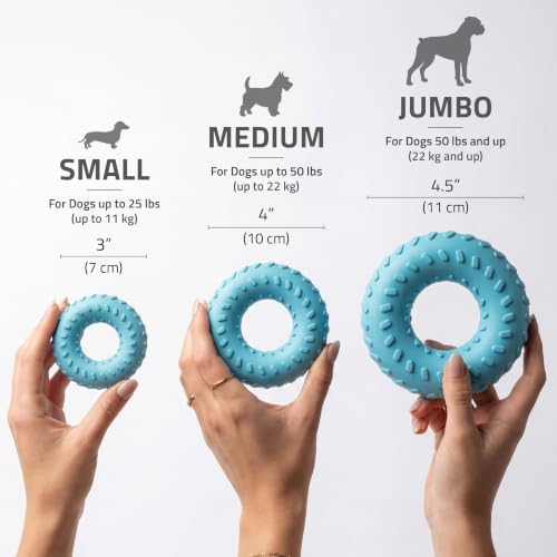 Playology Dual Layer Ring Dog Toy - Peanut Butter Chew Toy - Jumbo Blue