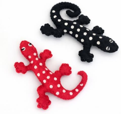 Glaciart One Felt Lizard Cat Toy – 2 Pcs | Soft Fuzzy Enrichment 100% Natural Wool - Interactive Catnip Play Cat Toy Set - Safe for Pets, Non-AZO Colored Dyes