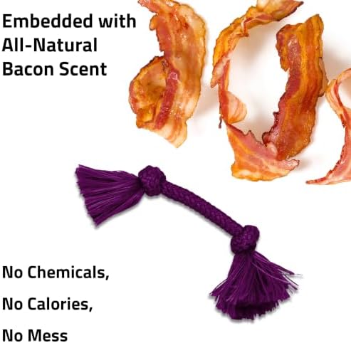 Playology Tug Rope Dog Toys for Small Dogs - Small, Bacon Scent, 2-pk