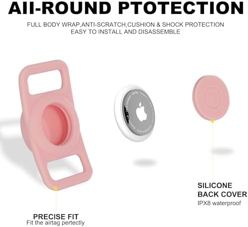 AirTag Dog Collar, Reflective Nylon, Metal Buckle, IP68, Dog Collar with AirTag Holder, Heavy Duty Dog Collars for Large Medium Small Dogs (Blush Pink, M：Width 1",Neck 13.4"-18.9")