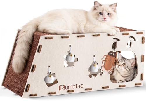 Cat Tunnel House for Indoor Cats, 3-in-1 Felt Cave and Scratcher
