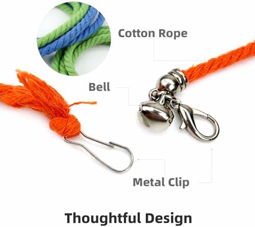 5 Pack Cat Wand Replacement Strings – Interactive Cotton Rope Cat Toy with Clips & Bell for Indoor Cats