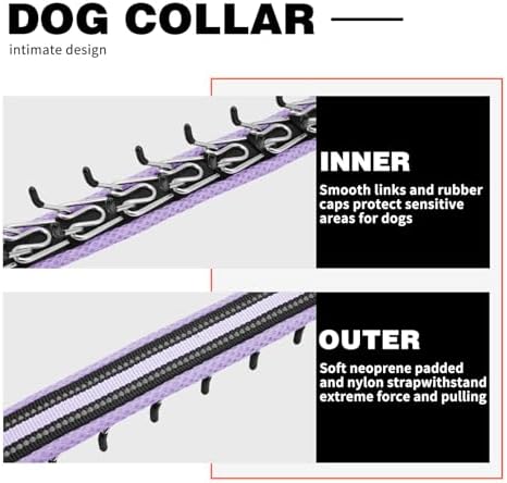 Martingale No Pull Dog Collar for Large Medium Small Dogs, Heavy Duty Nylon Adjustable Reflective Anti Pull Slip Collar with Buckle for Training Walking Hunting S Purple